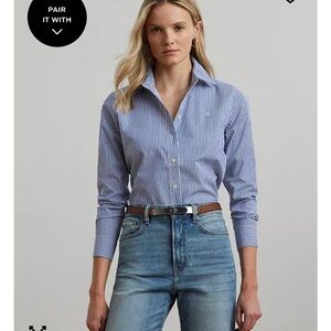 Classic Blue and White Striped Men's Shirt